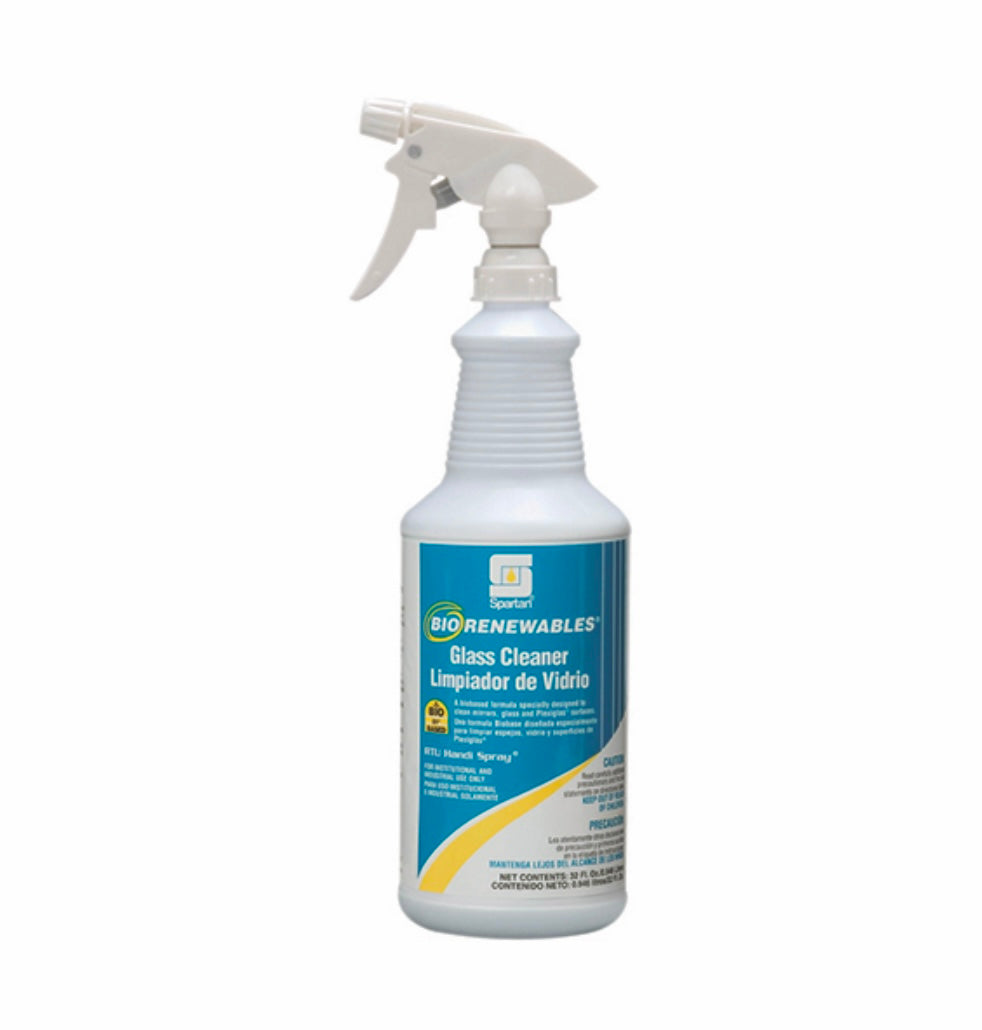 Spartan BioRenewables® Glass Cleaner RTU Waterfall Glass Cleaner 1 QT Neutral Liquid RTU 12/Case.