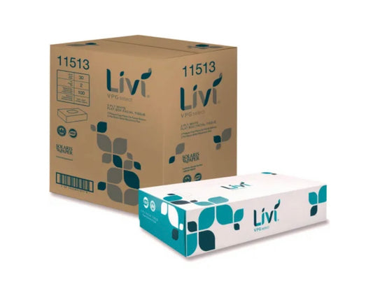 Livi® VPG Select Facial Tissue, 2-Ply, White, 100 Sheets/Box, 30 Boxes/Case.