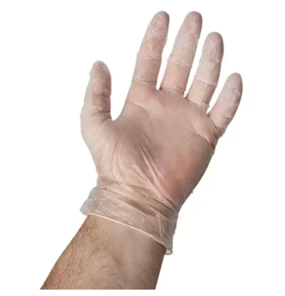 Victoria Bay Gloves Large (LG) Clear Vinyl Disposable Powder-Free 100 Count/Pack 10 Packs/Case 1000 Count/Case