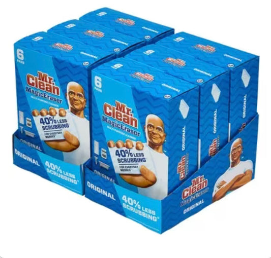 Mr. Clean®Magic Eraser, 2.3 X 4.6, 1" Thick, White, 6/pack, 6 Packs/carton. 36/Case.