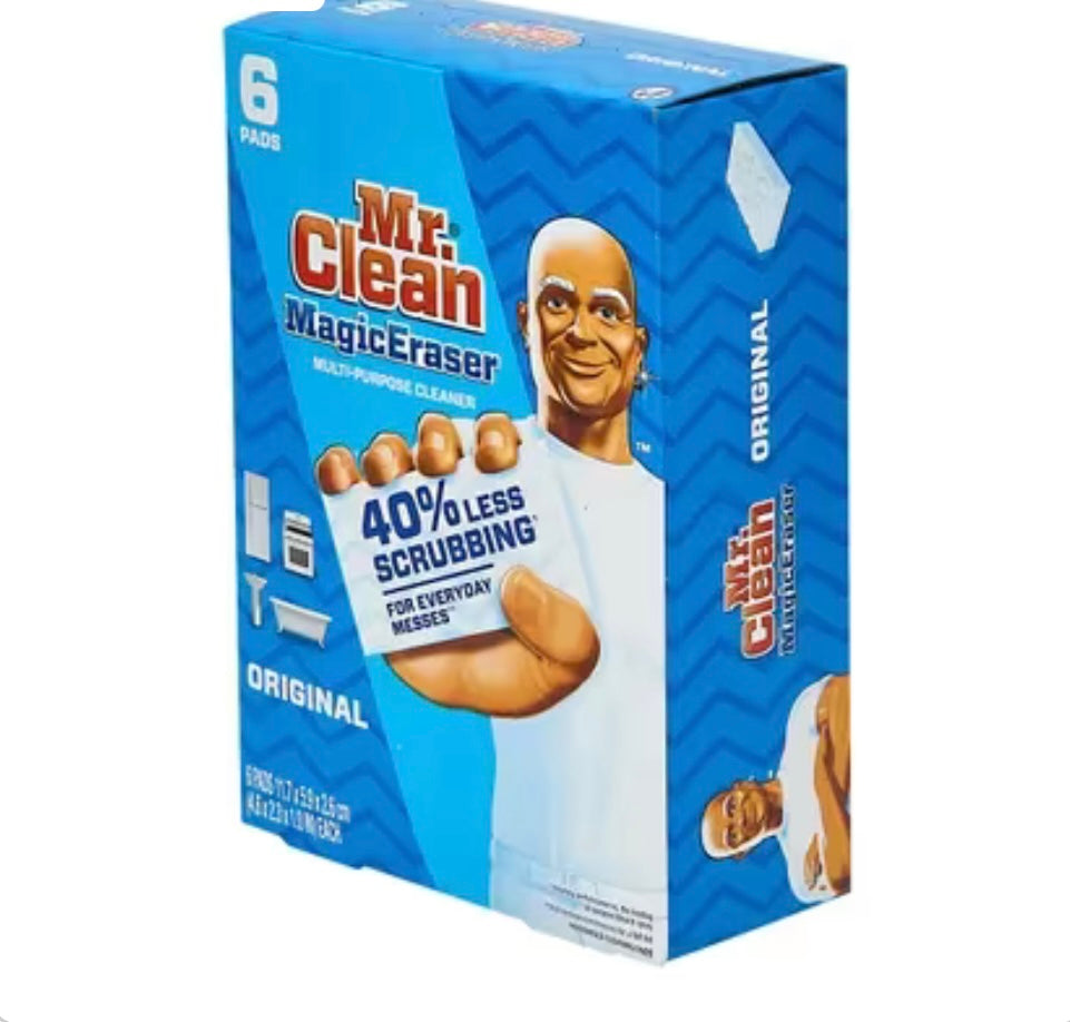 Mr. Clean®Magic Eraser, 2.3 X 4.6, 1" Thick, White, 6/pack, 6 Packs/carton. 36/Case.